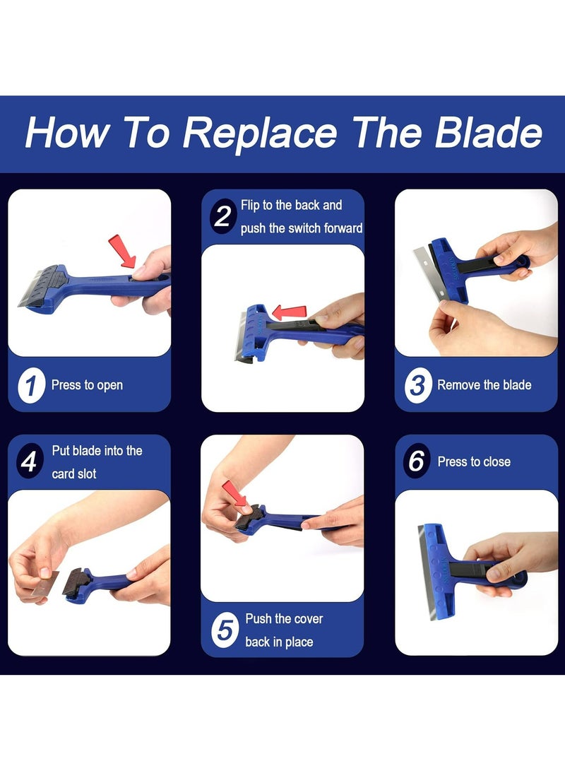 CMGTYYD Razor Blade Scraper, Razor Scraper Remover with 10 Extra Replacement Metal Blades, 10 Cm Scraper Tool for Adhesive, Cleaning Paint, Caulk, Sticker from Window, Decal, Glass, Tile, Floor  - Image 4
