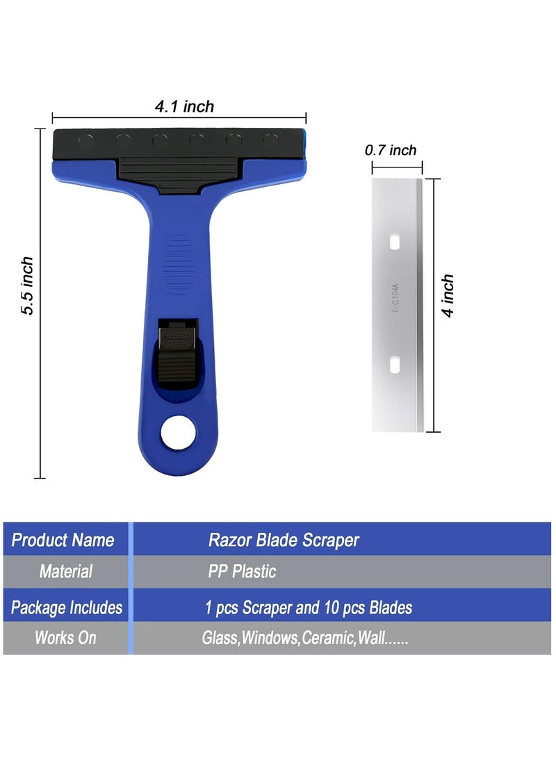 CMGTYYD Razor Blade Scraper, Razor Scraper Remover with 10 Extra Replacement Metal Blades, 10 Cm Scraper Tool for Adhesive, Cleaning Paint, Caulk, Sticker from Window, Decal, Glass, Tile, Floor  - Image 5