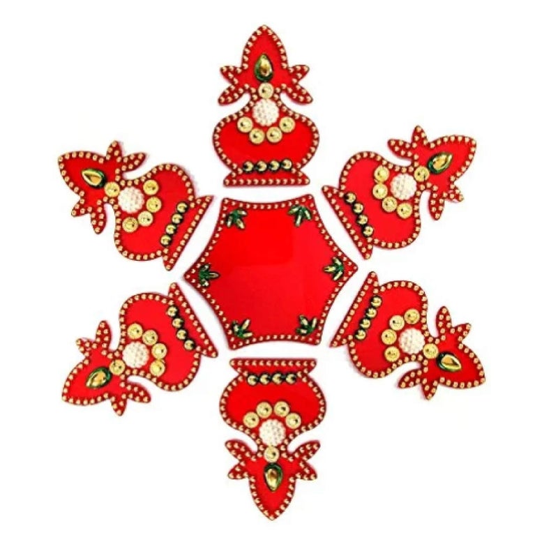 BDS CREATIONS ME Enterprises Plastic Handcrafted Decorative Diwali Rearrangeable Kundan Rangoli for Floor Decoration