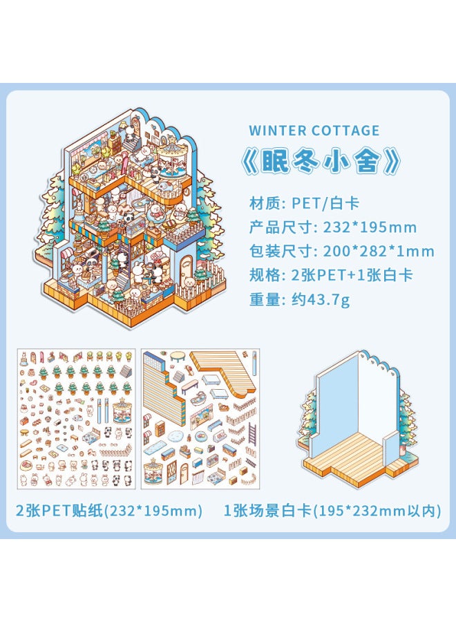 HELPS Creative Spring, Summer, Autumn And Winter Plus Size Landscaping Stickers Three-layer 3d Three-dimensional Collage Miniature Scene Hand Account Stickers Stickers - Image 1