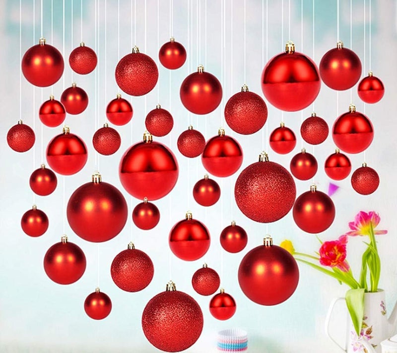ALIMITOPIA 24pcs Christmas Ball Baubles 1.2 inches Shatterproof Plastic Hanging Balls Pendant for Xmas Tree Decoration (Tiny Size;Red) - Image 5