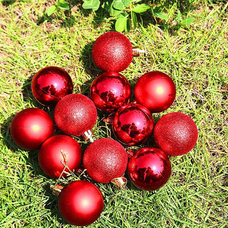 ALIMITOPIA 24pcs Christmas Ball Baubles 1.2 inches Shatterproof Plastic Hanging Balls Pendant for Xmas Tree Decoration (Tiny Size;Red) - Image 3