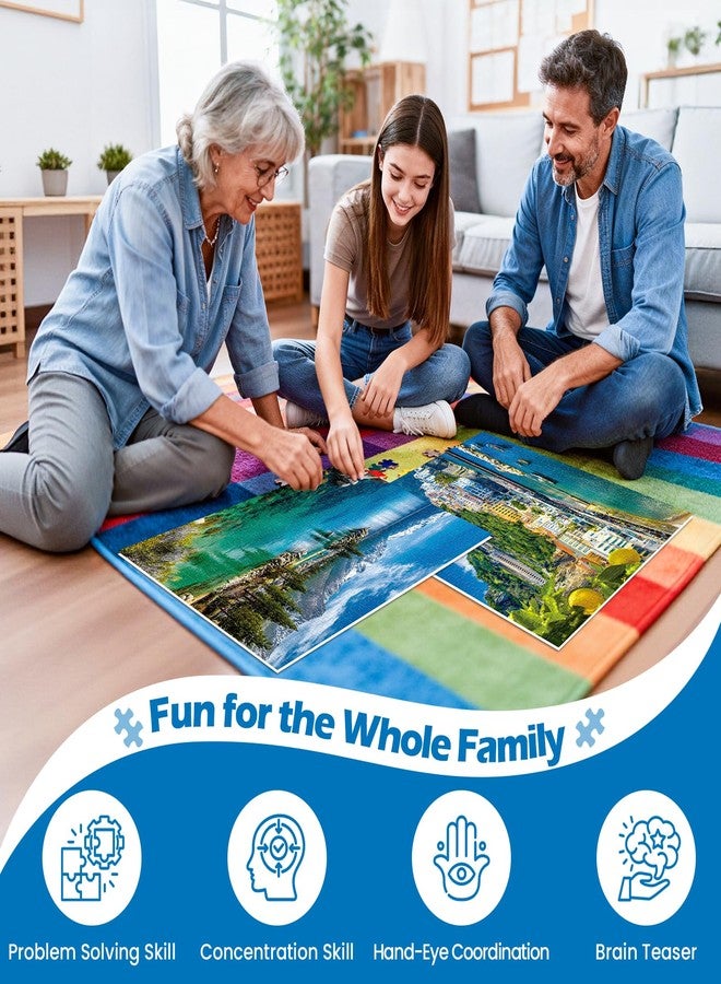 WSCXSC 2 Pack 500 Piece Puzzles for Adults,Lemon Town Jigsaw Puzzles,Lake Puzzles for Adults 500 Pieces Puzzle Sets for Adults Premium Cardboard Puzzles for Tabletop Family Activity Gift - Image 2