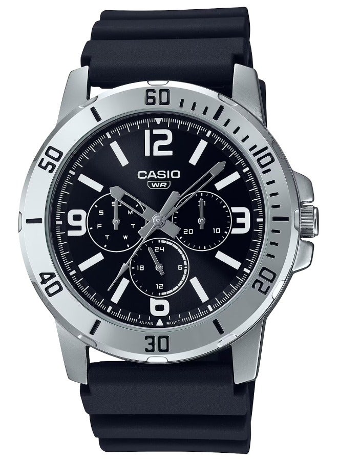 CASIO Men's Analog Water Resistant Resin Band Wrist Watch MTP-VD300-1B