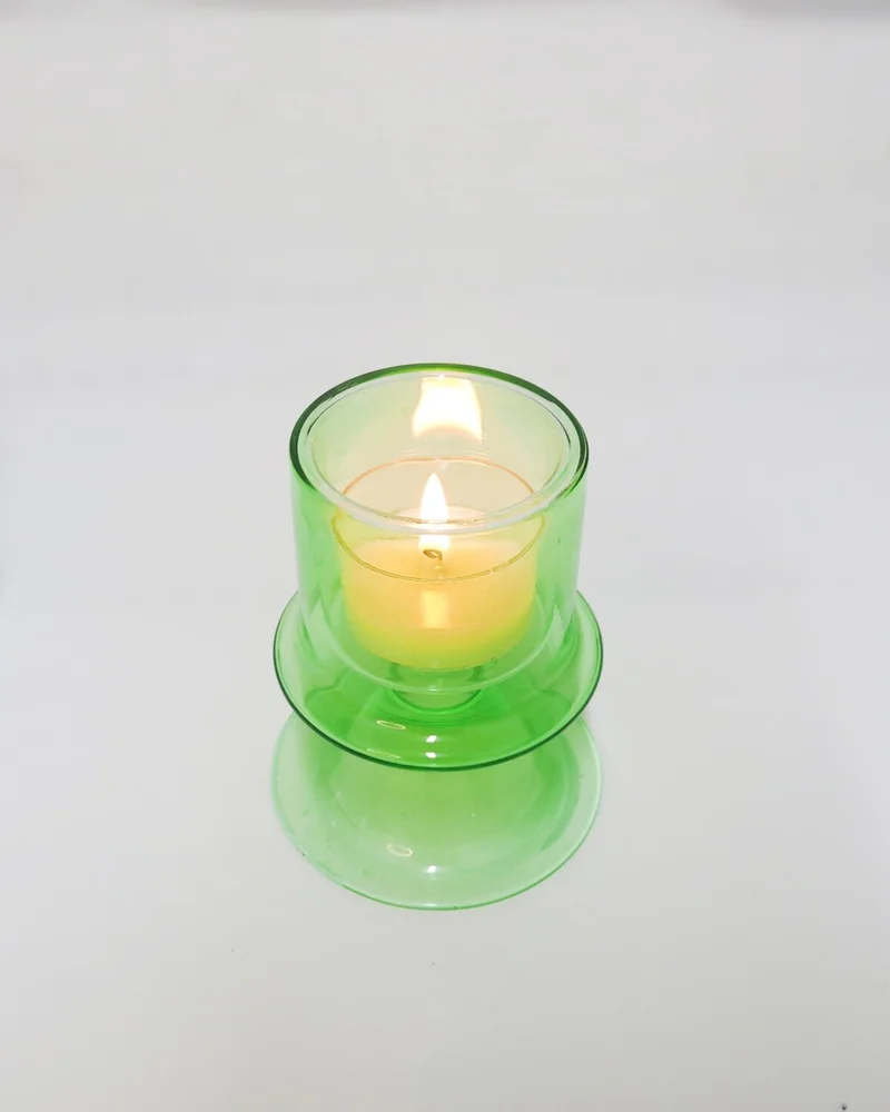 ميسي Standing Green Glass Candle Holder and Tealight Set