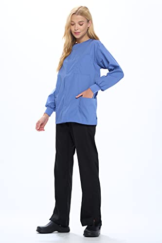 Natural Uniforms Warm Up Scrub Jacket-Ceil Blue-Small - Image 3