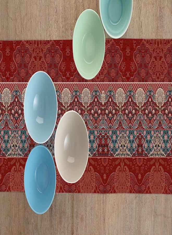 homewards Digitally Printed Ajrakh Print in Red Table Runner Size 13X72 inches - Image 5