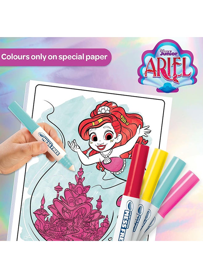 Crayola ألوان العجائب، مجموعة تلوين مع 18 صفحة تلوين و 4 أقلام شعري خالية من البقع، موضوع أرييل، نشاط إبداعي للأطفال - Image 2