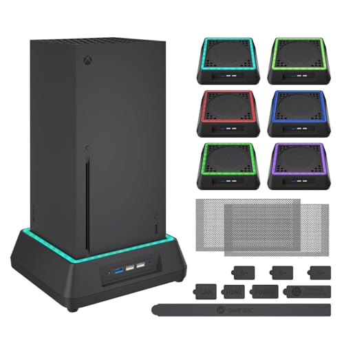 Mviioe Cooling Fan for Xbox Series X Mviioe Xbox Series X Cooling Stand with LED Indicator, Extra Big Turbo Fan, USB 2.0 Ports, Dust Cover Filters (Only Compatible with Xbox Series x) - Image 1