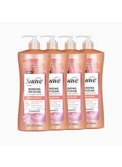 Suave Suave Bonding Infusion Repairing Shampoo, pH Balanced, Infused with Amino Acids and Citric Acid, for Weak or Damaged Hair, 28oz Pump, 4 Pack  - Image 1