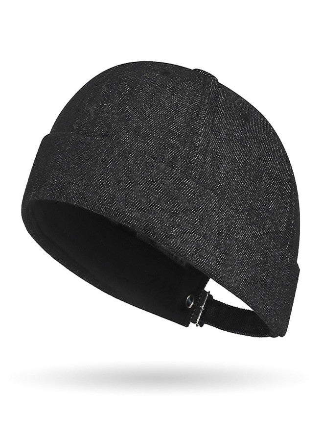 PTDTSHOU Denim Brimless Hats for Women Men Docker Style Cap Vintage Sailor Beanie Hat - Image 1