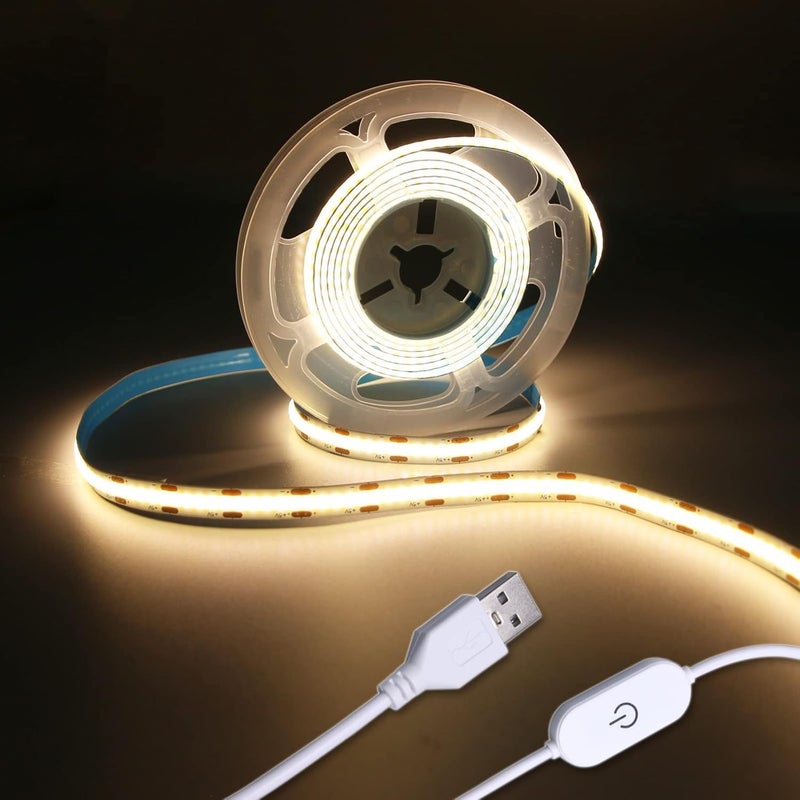 أضواء شريط LED 5V USB بطول 32.8 قدم/10 متر، قابلة للتعتيم باللمس بدون درجات، 3000K أبيض دافئ مرن 5V LED لإضاءة غرفة النوم والمطبخ، ديكور إضاءة الغرفة DIY وأضواء LED للتلفزيون - Image 1