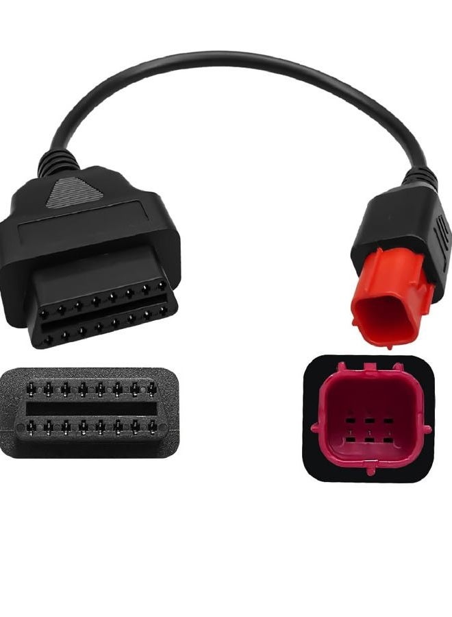 AUGREX 6 Pin OBD2 Adapter Cable Fit for Guzzi Kawasaki Suzuki Yamaha Harley Davidson Piaggio Vespa Motorcycle OBD Diagnostic Cable, Euro5 6-pin Connector - Image 1