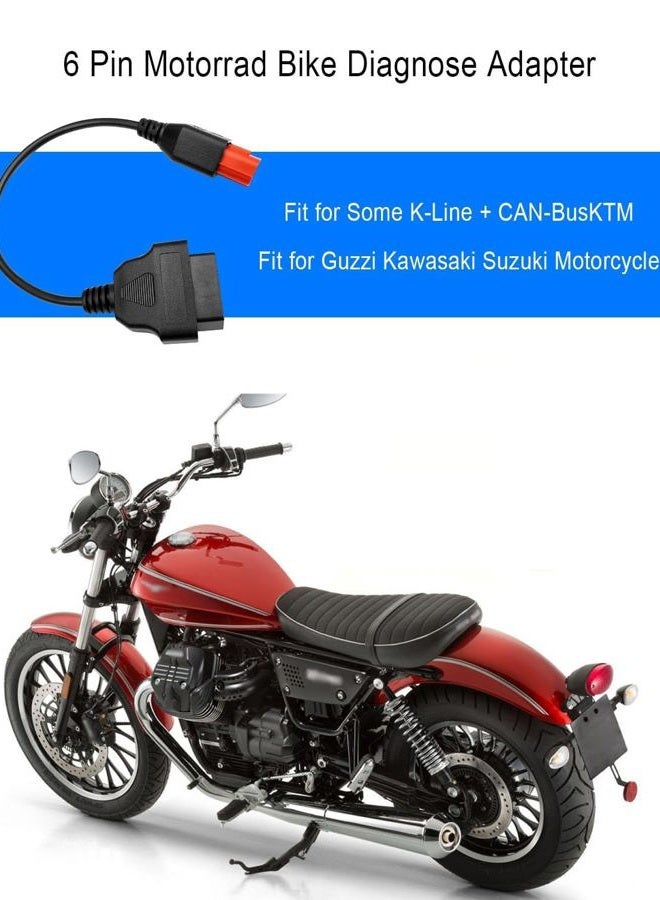 AUGREX 6 Pin OBD2 Adapter Cable Fit for Guzzi Kawasaki Suzuki Yamaha Harley Davidson Piaggio Vespa Motorcycle OBD Diagnostic Cable, Euro5 6-pin Connector - Image 4