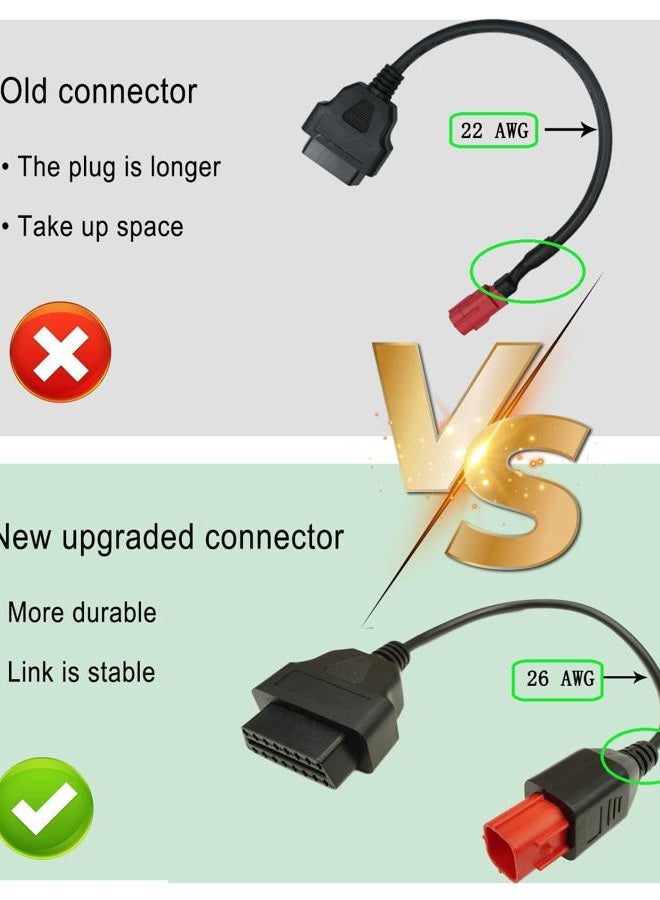AUGREX 6 Pin OBD2 Adapter Cable Fit for Guzzi Kawasaki Suzuki Yamaha Harley Davidson Piaggio Vespa Motorcycle OBD Diagnostic Cable, Euro5 6-pin Connector - Image 3