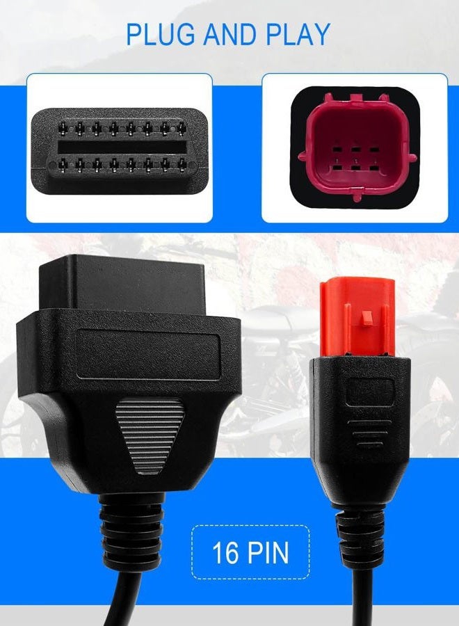 AUGREX 6 Pin OBD2 Adapter Cable Fit for Guzzi Kawasaki Suzuki Yamaha Harley Davidson Piaggio Vespa Motorcycle OBD Diagnostic Cable, Euro5 6-pin Connector - Image 5