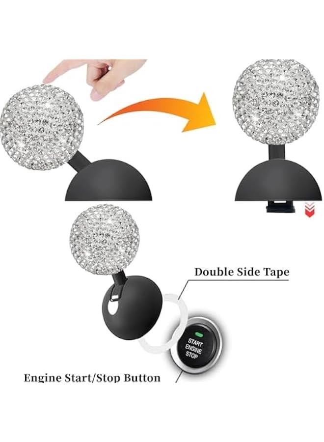 Generic Car Push to Start on Rocker, Diamond-Encrusted Joystick Ball-Bar, Car on Start Lever One-Touch Start on, Car Stickers Interior Decor Car on Cover Decorative  - Image 4