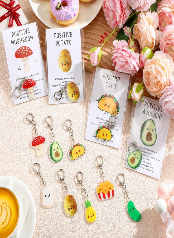 Landical 36 Sets Christmas Positive Keychains Bulk Emotional Food Support Acrylic Keychain with Card Coworkers Inspirational Gift - Image 4