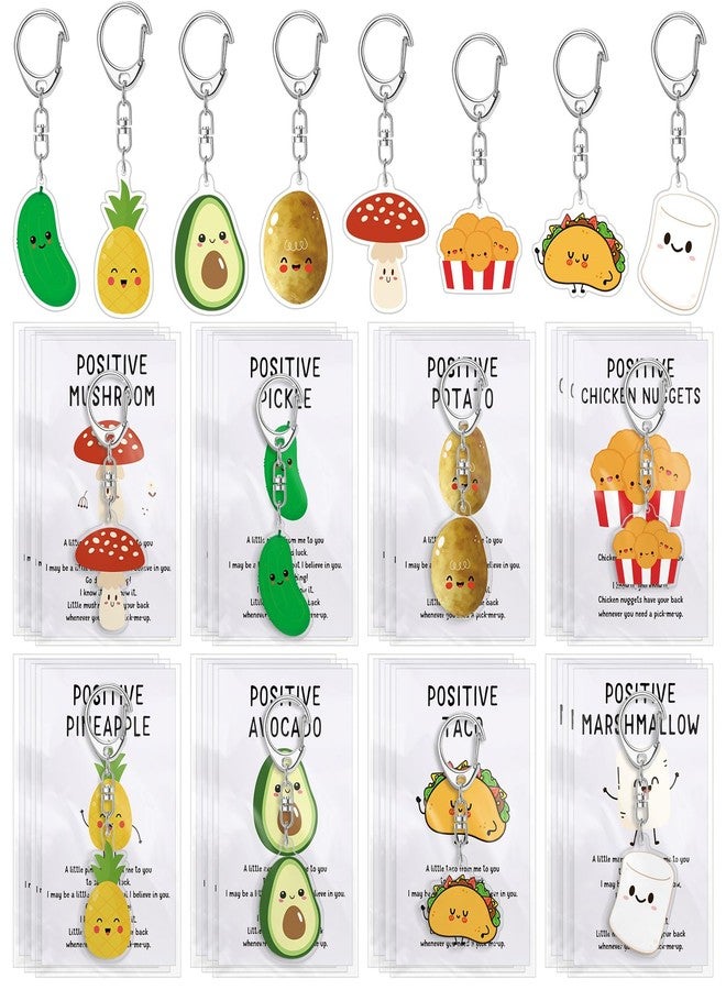 Landical 36 Sets Christmas Positive Keychains Bulk Emotional Food Support Acrylic Keychain with Card Coworkers Inspirational Gift - Image 1