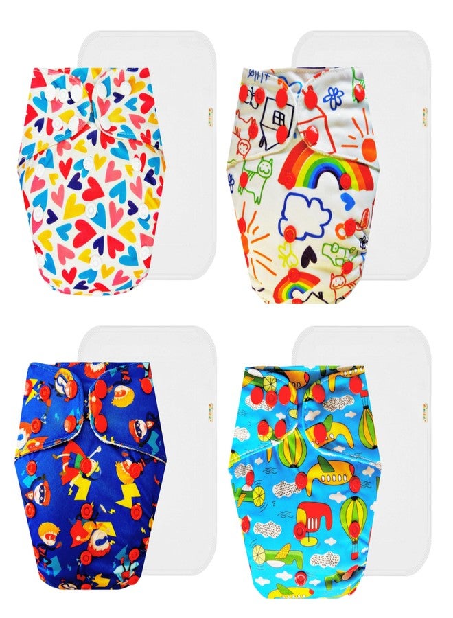 حفاضات دمبلدو القماشية الممتازة مع حشوة قطنية (عبوة من 4) | مضادة للحساسية | وسادة ماصة بست طبقات | سريعة الجفاف | مصممة من قبل الأمهات | من 3 أشهر إلى 3 سنوات | للجنسين - Image 1