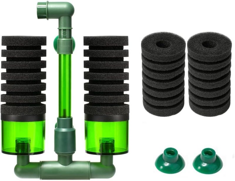Luckam Aquarium Sponge Filter, Fish Tank Foam Filter Quiet Submersible Bio Sponge Filter with 2 Spare Sponges - Image 1