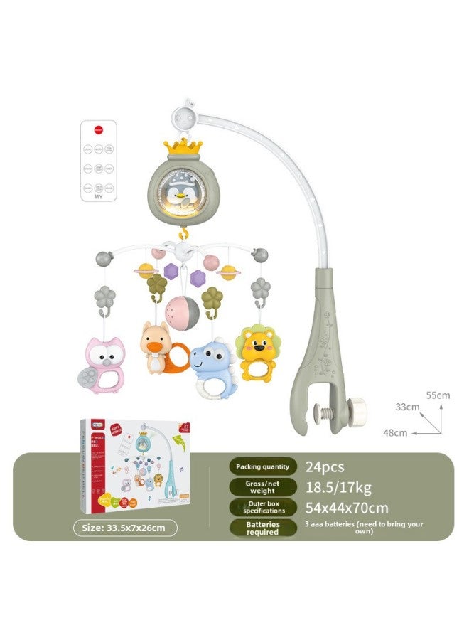 Baby Music Bed Bell Toy Multi-function Rotating Bedside Bell Newborn Baby Soothing Toys-Color:Remote Control/lucky Bag Gray/English - Image 1