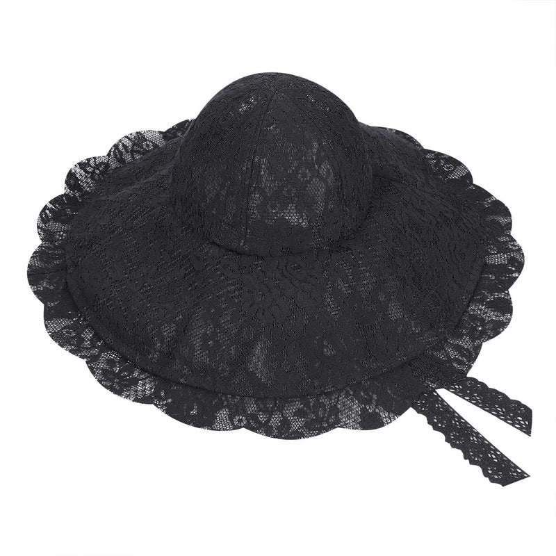 IBLUELOVER Women Lace Beach Sun Hat Floppy Wide Brim Fishermen Hat Foldable Bowler Bucket Cap Outdoor Travel Sunshade Cap Church Hats Black - Image 2