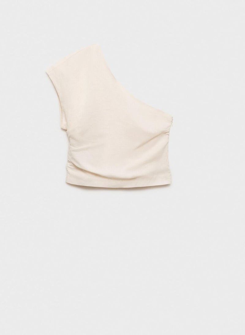 MANGO - Casual Asymmetrical Linen Top - Image 1