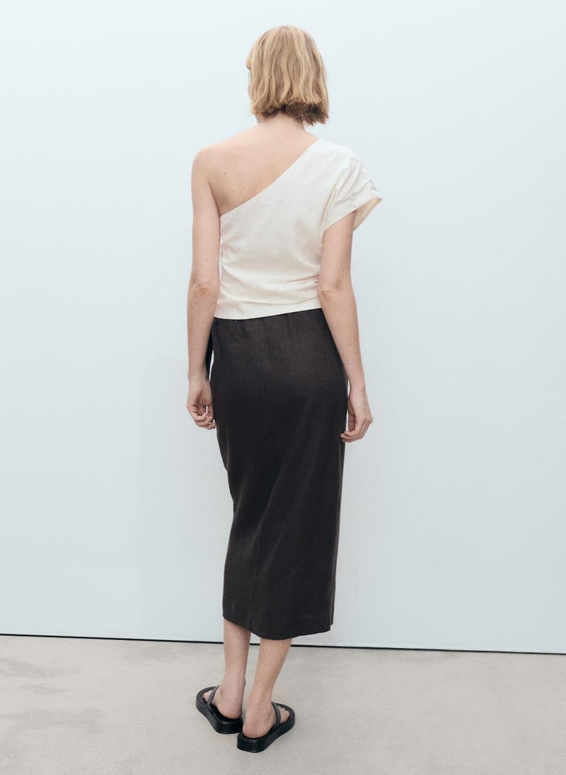 MANGO - Casual Asymmetrical Linen Top - Image 1