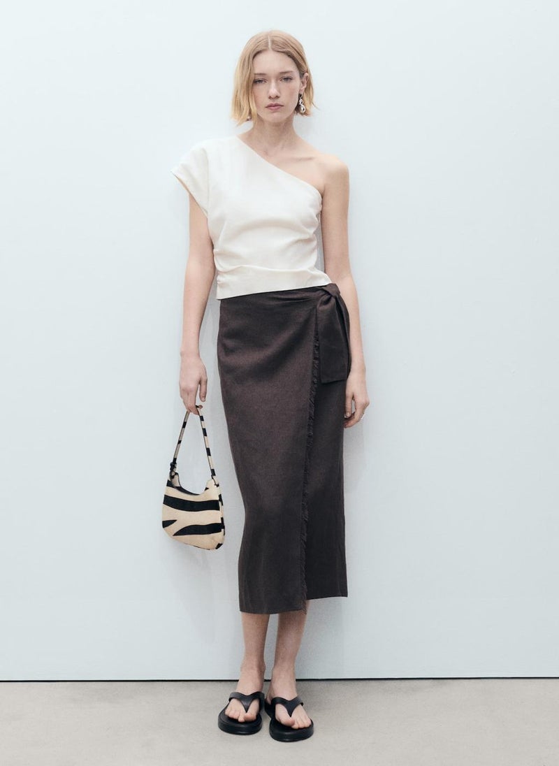MANGO - Casual Asymmetrical Linen Top - Image 1