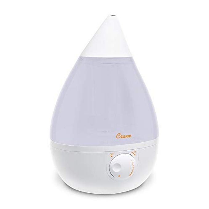 Crane White Drop Ultrasonic Cool Mist Teardrop Humidifier, 1 Gallon Tank, Baby Humidifier for Nursery, Bedroom, Plants, Office, Adjustable Mist Levels - Image 1