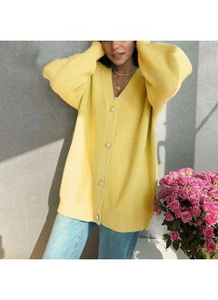 Generic European And American New Sweater Coat Women's Solid Color Casual Cardigan Loose Knitted Buckle Cardigan 