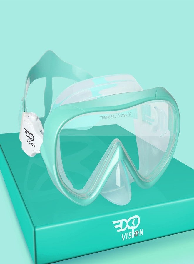 EXP VISION قناع سباحة للأطفال من إكسب فيجن، قناع غوص للأطفال، نظارات سباحة مضادة للضباب مع غطاء للأنف للغطس والسباحة (أكوا) - Image 1