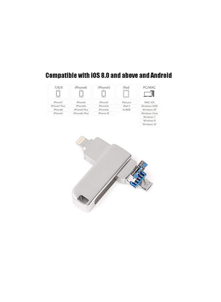 4 in 1 Type C Mobile Phone USB Flash Drive for iPhone/iPad 128GB