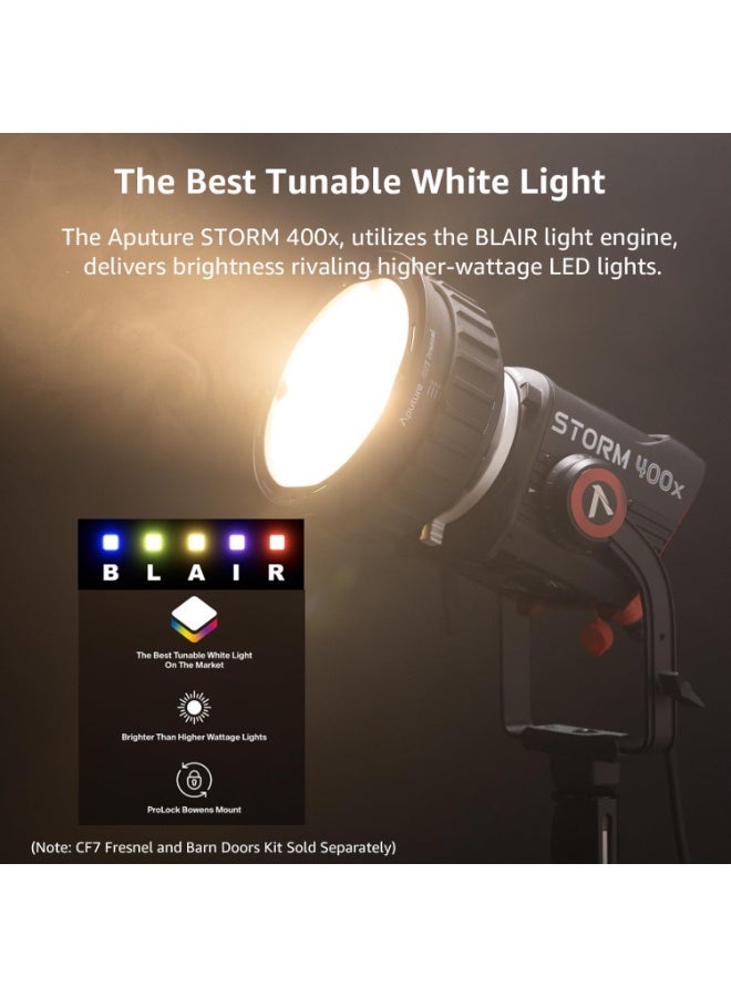 Aputure Storm 400x 400W Bi-Color LED Video Light, IP65 Weather Resistant, DMX/CRMX/Sidus Link Control, Bowens Mount for Studio, Film, Photography, YouTube, Live Streaming - Image 2
