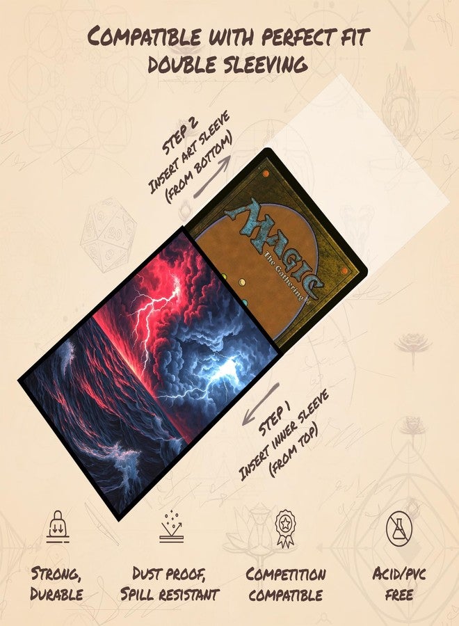 Paramint Spellstorm MTG Card Sleeves (Smooth) - 104 Count Standard Size TCG Sleeves - Compatible with Magic The Gathering - Double Sleeving - Original Art Design - Image 5