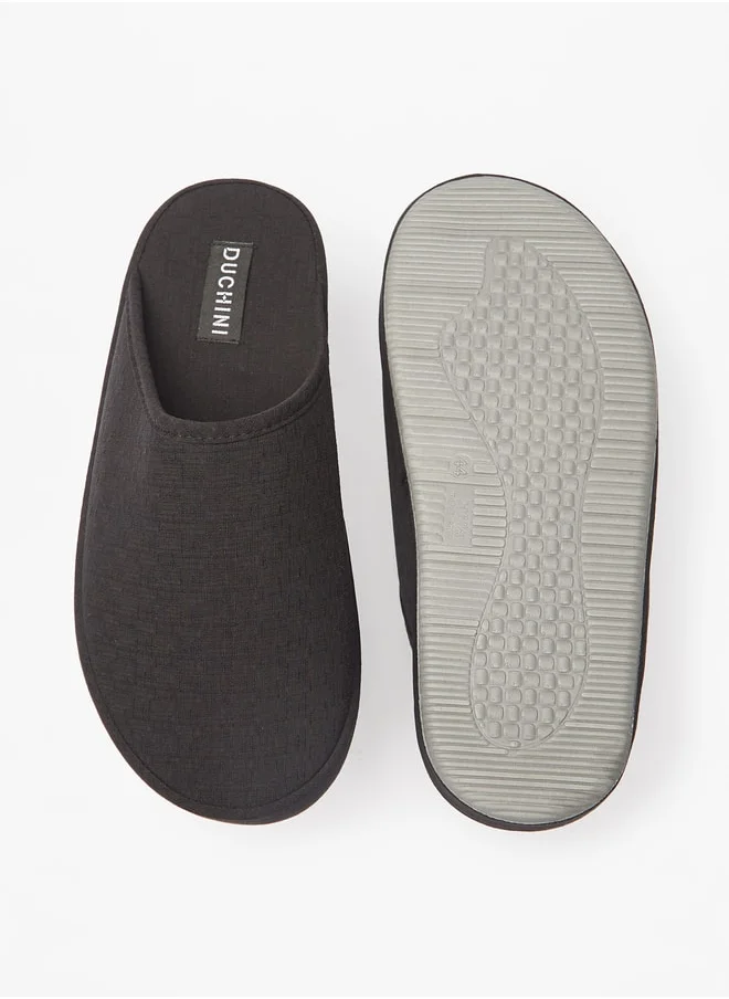دوتشيني Men's Solid Slip-On Bedroom Slippers
