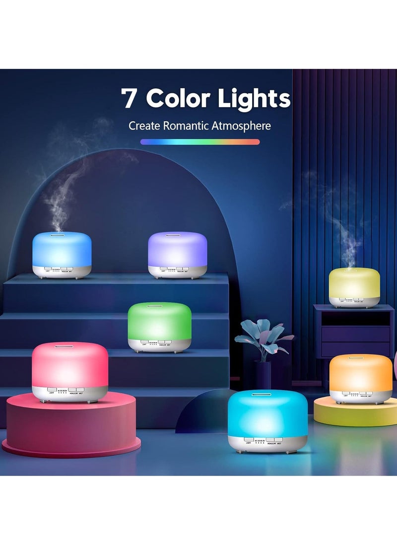 Arabest - Aroma Diffuser Essential Oil Air Humidifier With 7-Colour LED Light and Remote Control, 500ml, White - Image 1