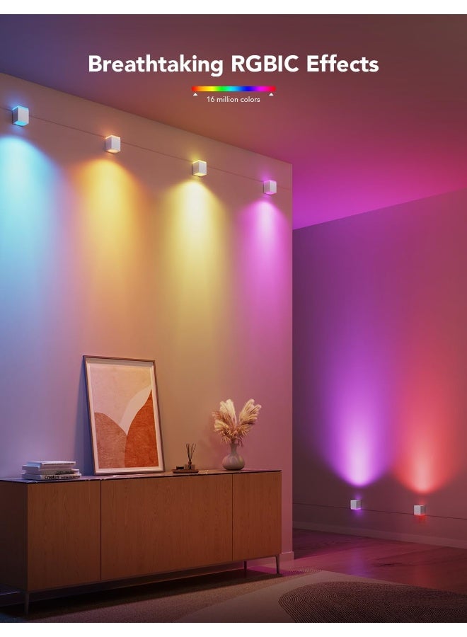 Govee Govee Cube Wall Sconces, RGBIC LED Wall Light Works with Alexa, WiFi Smart Lights for Room Decor, Color Changing Indoor Light Fixture for Bedroom Dining Room, Music Sync, Adjustable Cables, 15ft  - Image 3
