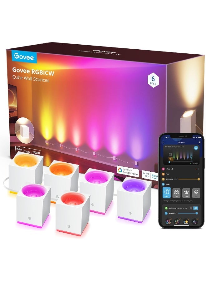 Govee Govee Cube Wall Sconces, RGBIC LED Wall Light Works with Alexa, WiFi Smart Lights for Room Decor, Color Changing Indoor Light Fixture for Bedroom Dining Room, Music Sync, Adjustable Cables, 15ft  - Image 1