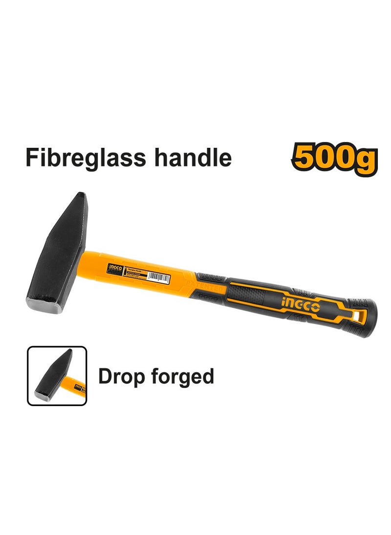 INGCO Machinist Hammer 500g, Heat Treatment 45#, Carbon steel, Strong three-color fiberglass handle for comfortable gripe, Innovated drop-forged hammer head, Model : HMH880500  - Image 2