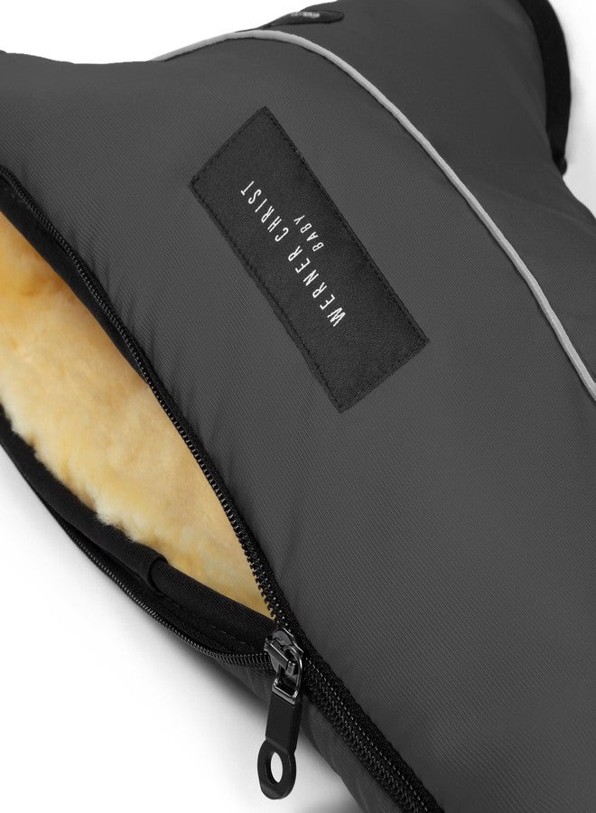 WERNER CHRIST Baby Stroller muff Made of Sheepskin - MOFFY Luxe is The Ideal Hand Warmer for Buggies Made of Medical Fur, Easy to use, Hand muff in Stone (Grey) - Image 3