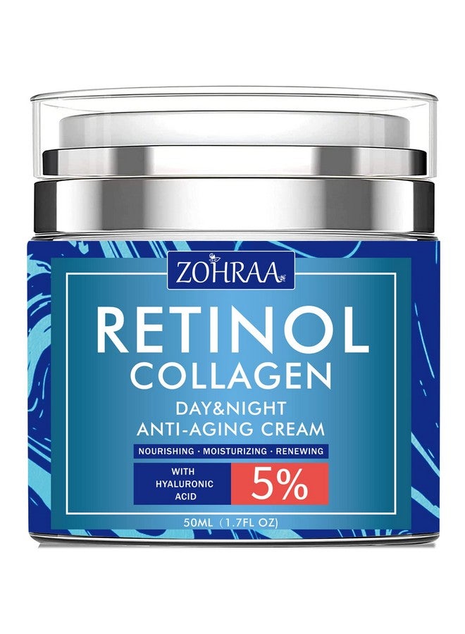 Retinol Cream For Face Facial Moisturizer With Collagen And Hyaluronic Acid Antiwrinkle Reduce Fine Lines Vitamin C+E Naturalingredient Day Night Antiaging For Women Men