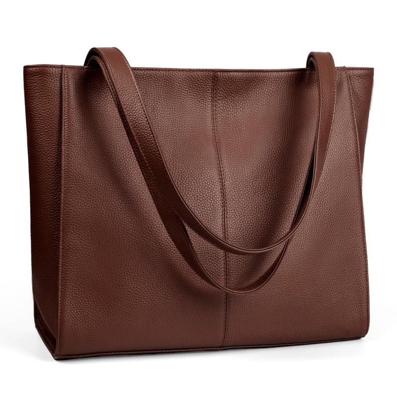 befen Real Leather Dark Brown Tote Bag for Women Work, Women's Tote Bags Purses for Daily and Travel Coffee - Image 1