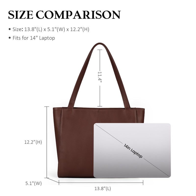 befen Real Leather Dark Brown Tote Bag for Women Work, Women's Tote Bags Purses for Daily and Travel Coffee - Image 4