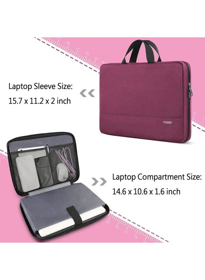 Ytonet Laptop Case 15.6 Inch, TSA Friendly Laptop Sleeve Cover with Handle for Women, Protective Slim Computer Carrying Case Compatible with HP Dell Lenovo Asus Notebooks, Purple Red - Image 3
