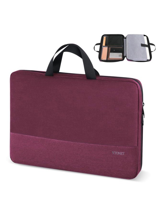 Ytonet Laptop Case 15.6 Inch, TSA Friendly Laptop Sleeve Cover with Handle for Women, Protective Slim Computer Carrying Case Compatible with HP Dell Lenovo Asus Notebooks, Purple Red - Image 1