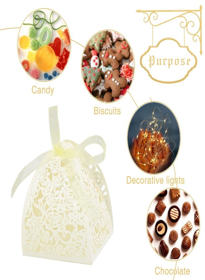 Golf Laser Cut Rose Candy Boxes, Favor Boxes GOLF 70Pcs Gift Boxes for Bridal Shower Anniverary Birthday Event Party Wedding Favor (Beige) - Image 2