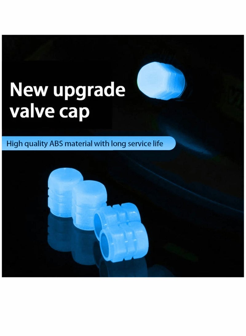 Fluorescent Blue Tire Valve Caps for Cars Bikes Motorcycles 12PCS Illuminated Noctilucous Accessories - Image 2