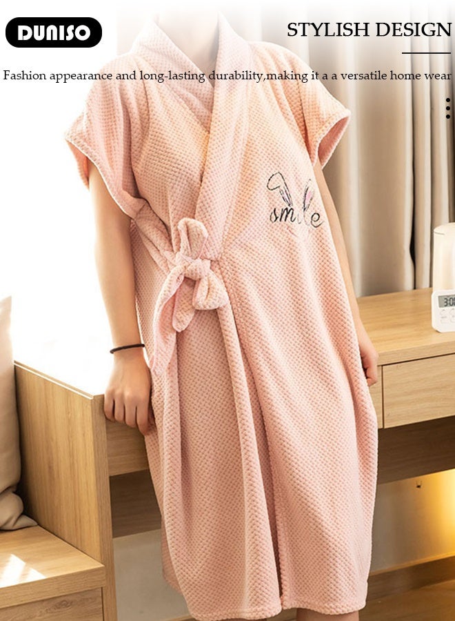 DUNISO Soft Absorbent Robe for Women Bathrobe Wearable Bath Towel Breathable Summer Bath Robes Quick Dry Lightweight Comfortable Bathrobe for Spa Home and Hotel - Image 2